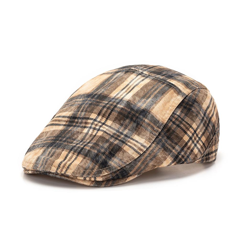 

Берет в клетку контрастного цвета в британском стиле, женская весенне-летняя кепка художника, мужская кепка с козырьком хаки