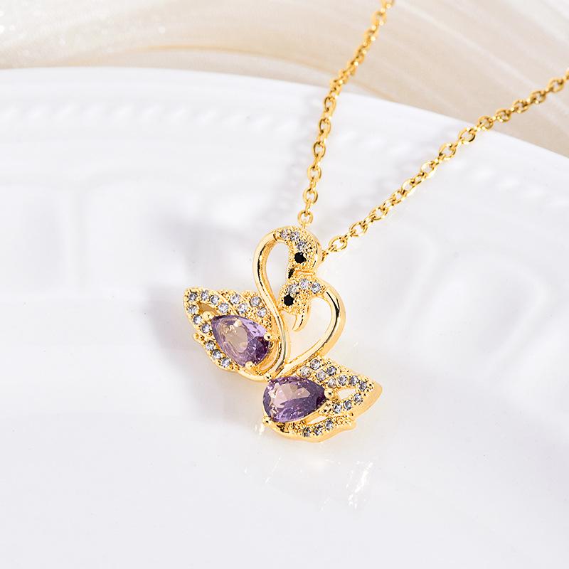 18k Gold Plated Copper Zircon Necklace: Fashionable, Non-Fading, Lightweight Clavicle Chain Jewelry