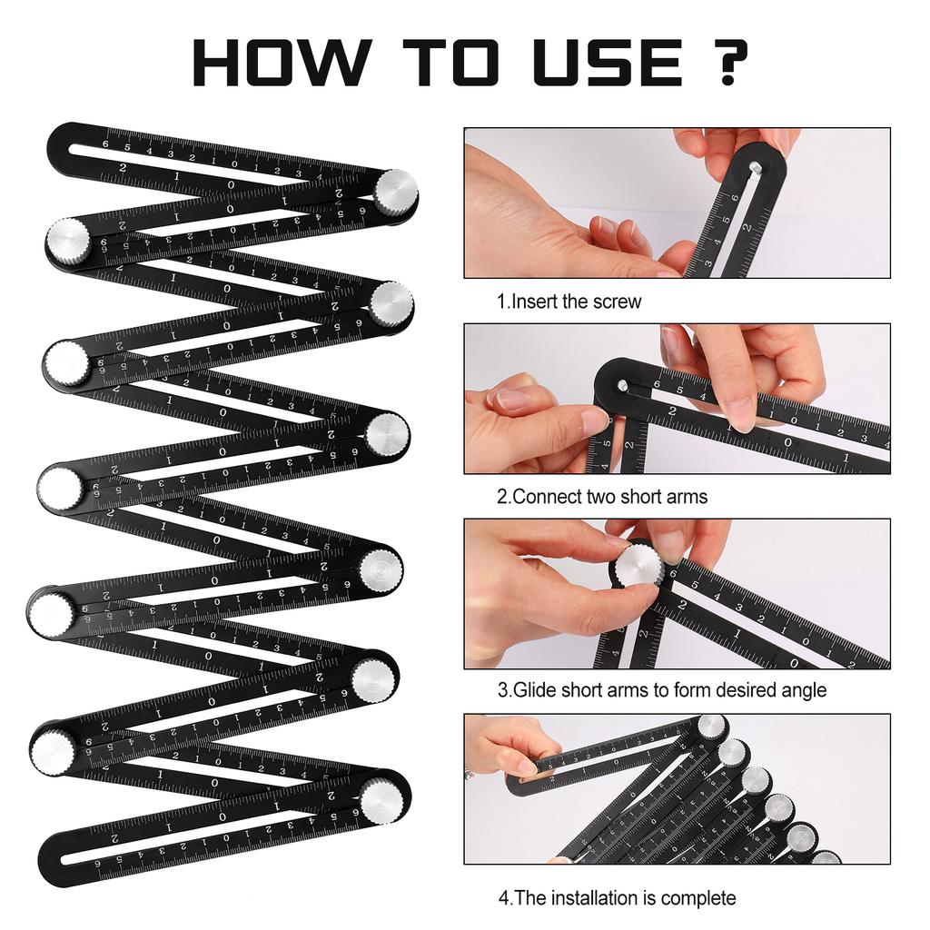 12 Fold Aluminium Alloy Ruler Multi Angle Measuring Rulers Ceramic Tile Opening Positioning