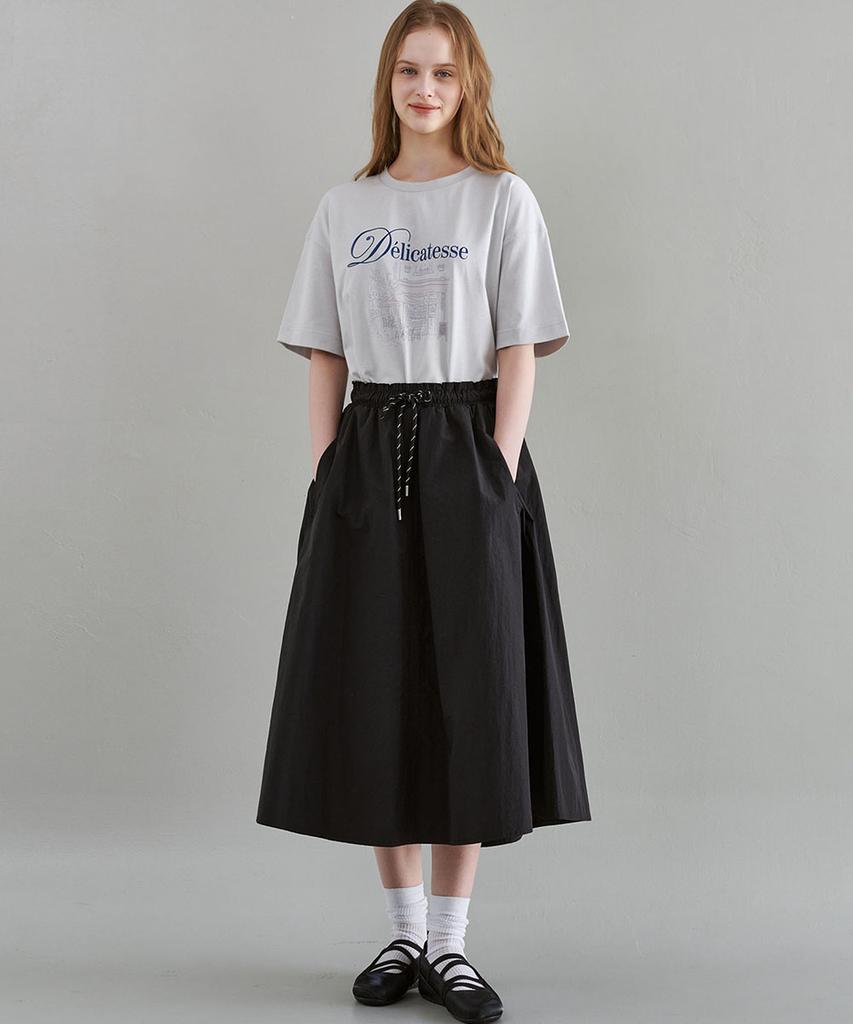 Marop 3114 Nylon Flare Skirt (Black)