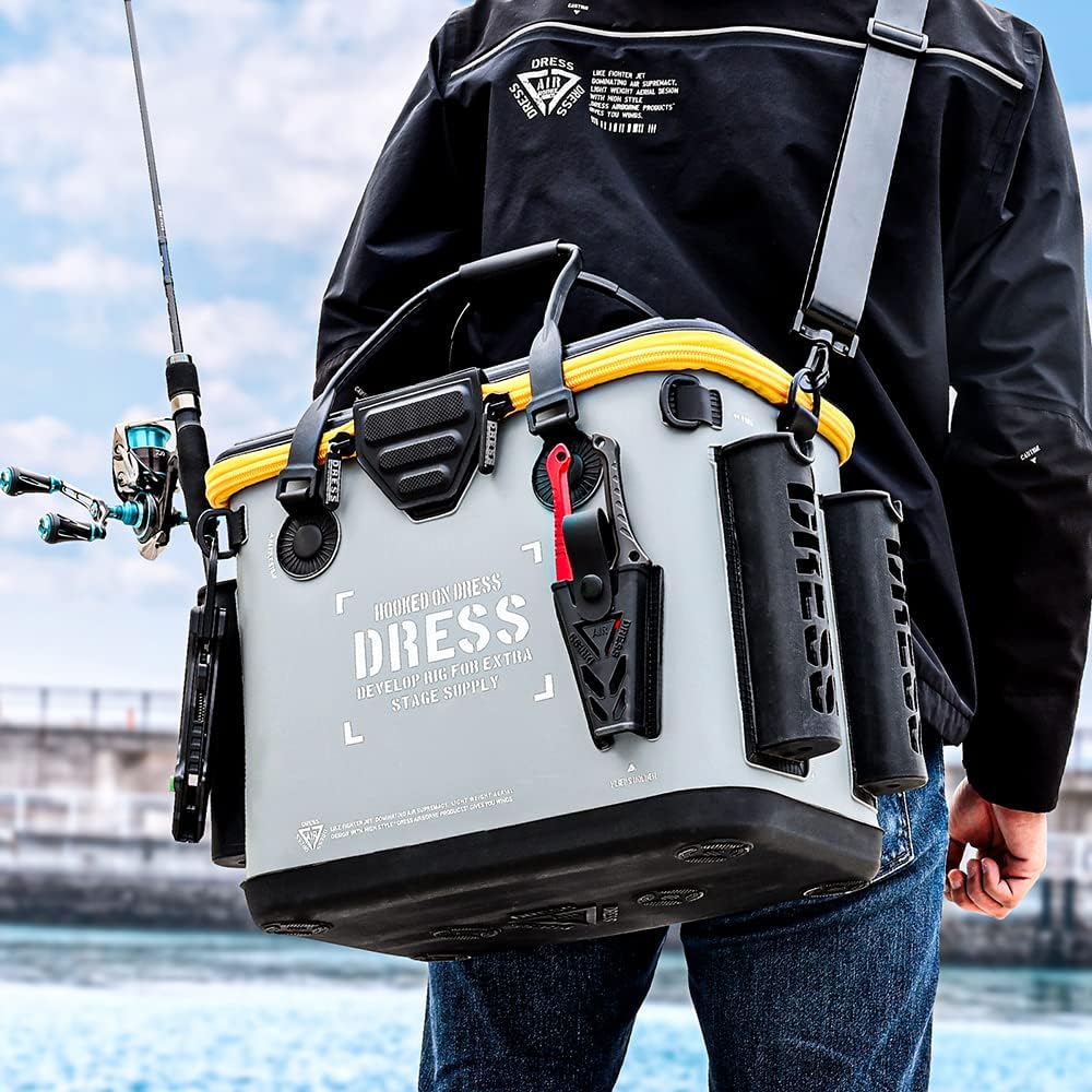 Dres Fishing Bucket With Mesh Pocket 12l 34l 3 Sizes 7 Colors Rod Holder