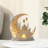 Placa de Mesa Eid Decoração de Casa Sinal Ornamento 2D Acrílico Bandeja em Camadas Decoração Castelo Decorativo de Crescente para Mesa de Casa