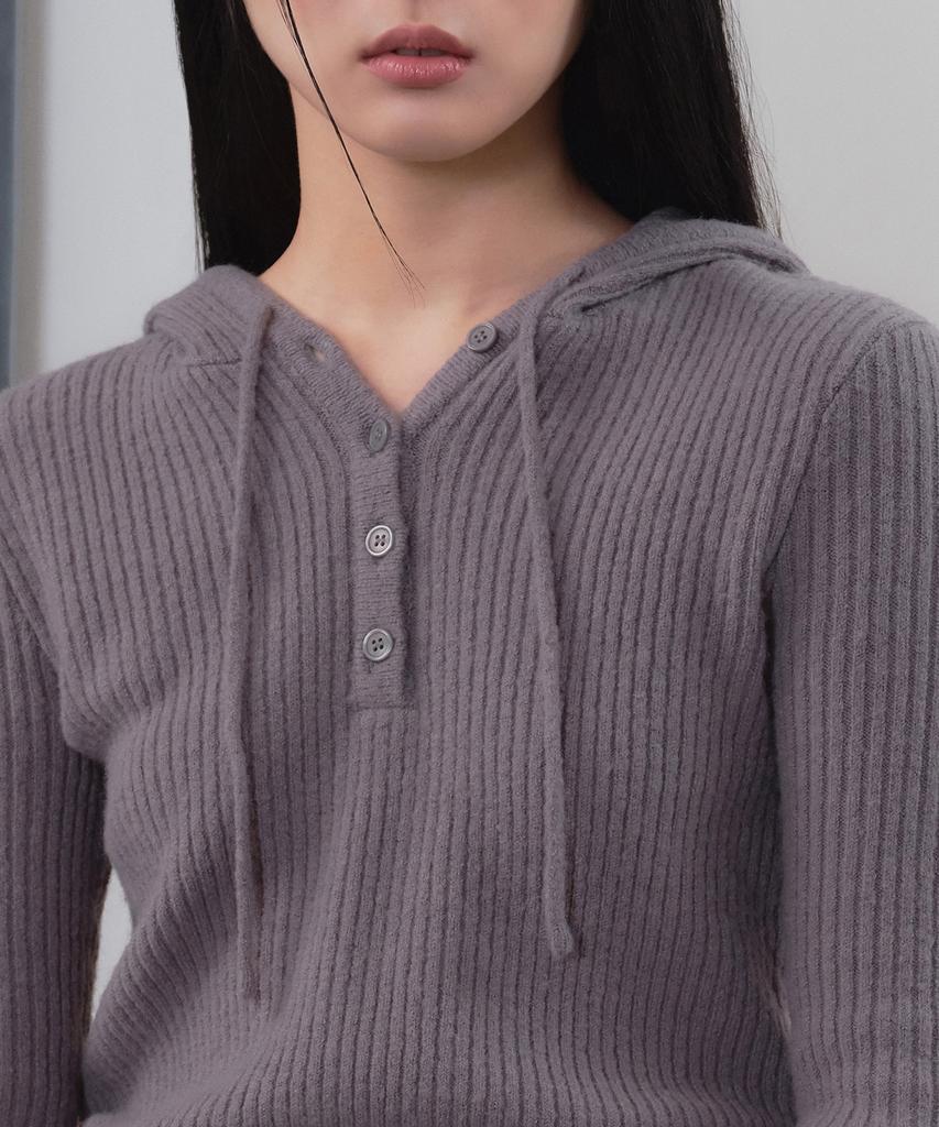 MUSINSA STANDARD WOMAN Women'S Soft Boucle Slim Hooded Knit [Purple Grey]