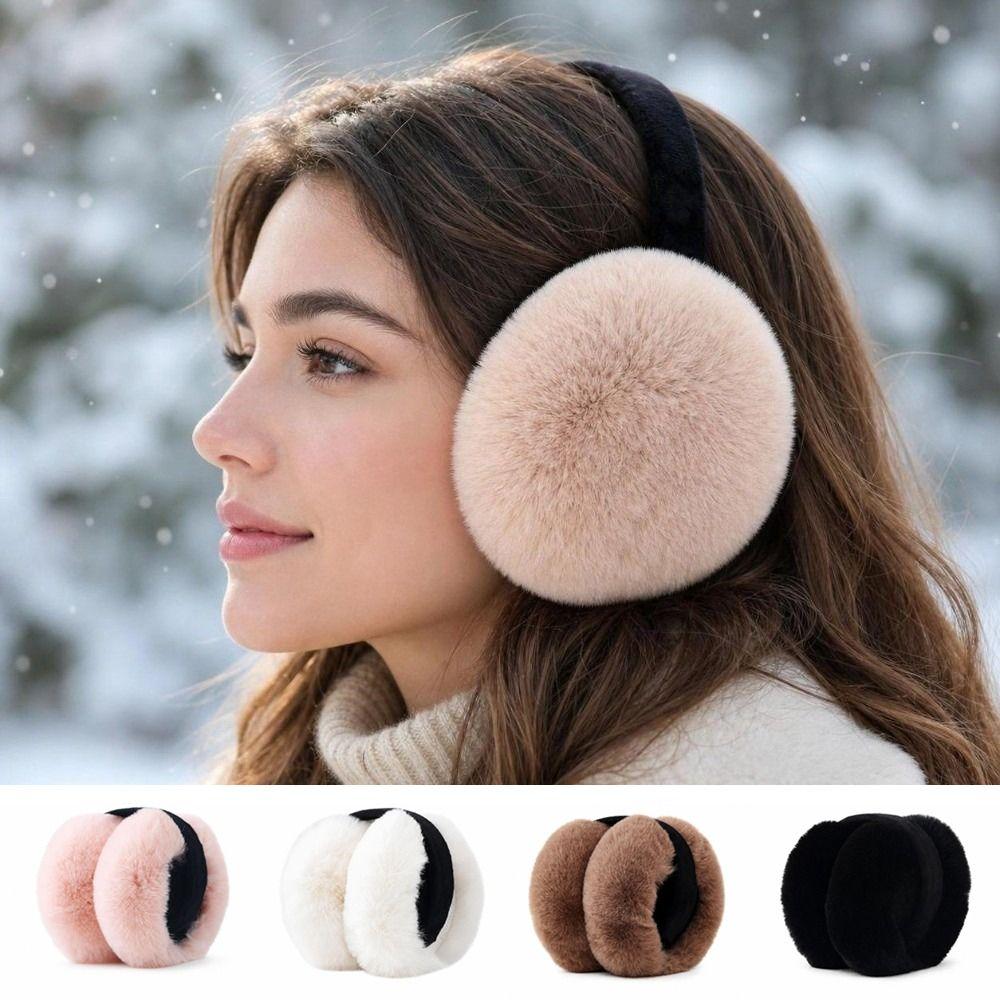 Foldable Plush Ear Warmers Thermal Lining Winter Ear Muffs Fuzzy Fluffy Ear Covers For Women