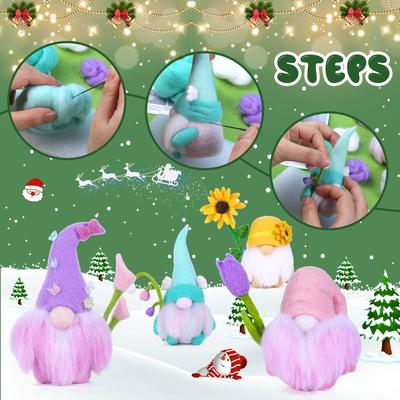 Needle Felt Set Handmade DIY Felting Kits Needle Felt Kits DIY Felts Dolls Set Handcraft Make Tool Needling Felting Kits