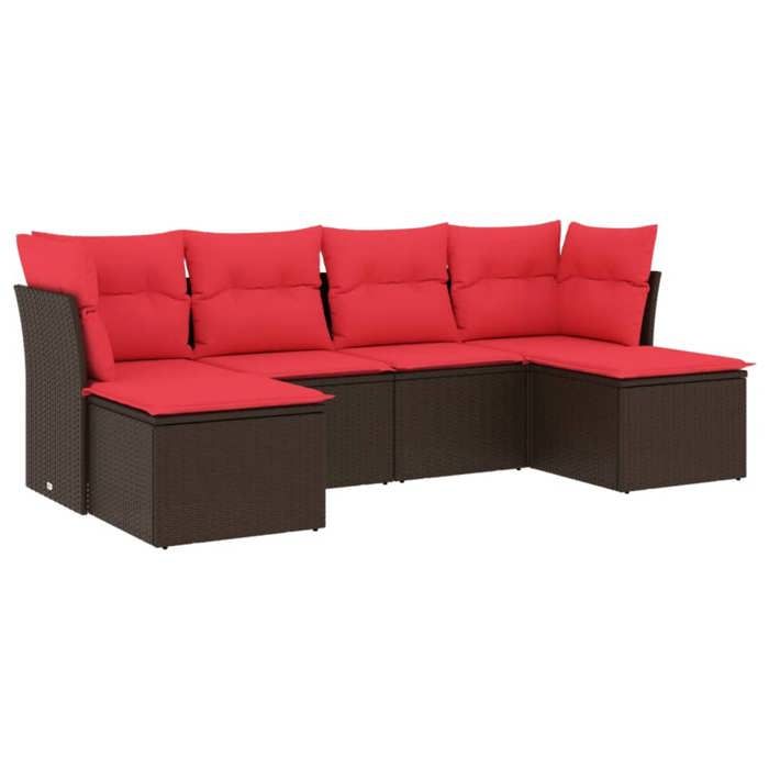 VidaXL Salon de Jardin avec Coussins 6 pcs, Canapés avec Pieds Réglables, Ensemble de Meubles d'Extérieur Patio Terrasse 3218014