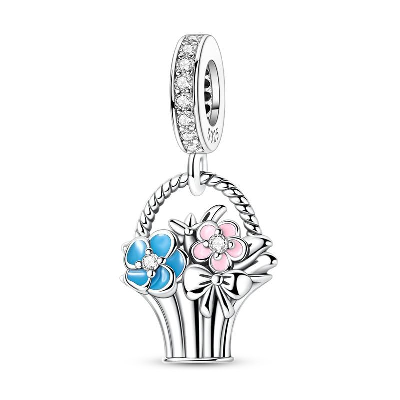 Colorful 925 Silver Butterfly Loves Flowers Beads & Beetle & Ladybug Dangle Charm Fits Bracelet Exquisite Pendant Gifts