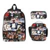 3Pcs George Michael Cool Backpack Set For Children Pen Bags Bookbag Sets With Lunch Box For Primary School Students Daypack