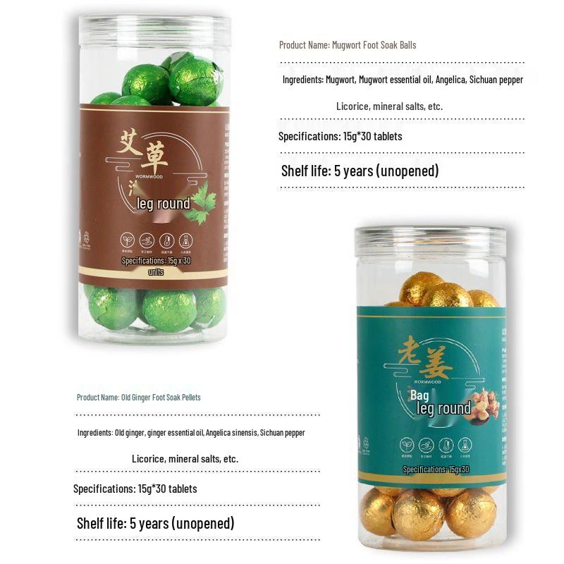 Mugwort & Safflower Herbal Foot Soak Balls - Softening, Warming Essence for Relaxing Foot Care