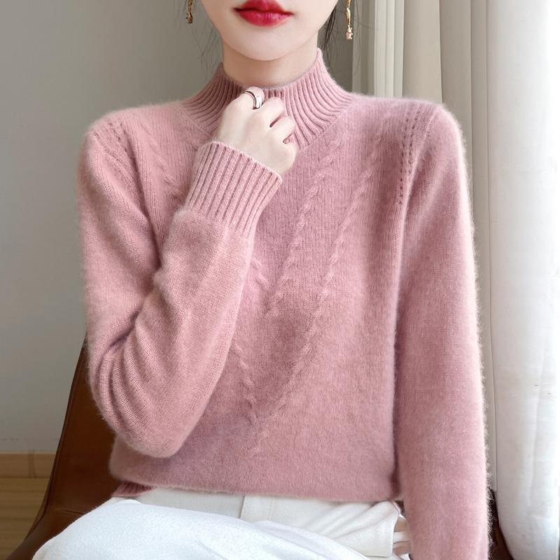 Women's Cashmere Sweater Qinghe Cashmere 30% Cashmere 70% Wool Autumn and Winter Cashmere Thick Pullover Soft and Warm