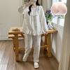 Women's Princess Style Cotton Pajama Set with Padded Bust - Lace Trim Long Sleeve for Spring/Autumn
