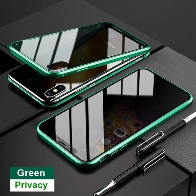 

Anti Peeping Magnetic Double Privacy Metal Bumper Glass Case for IPhone 13 14 15 Pro Max 12 Mini 11 XS XR X 8 Plus Antispy Cover For IPhone 11