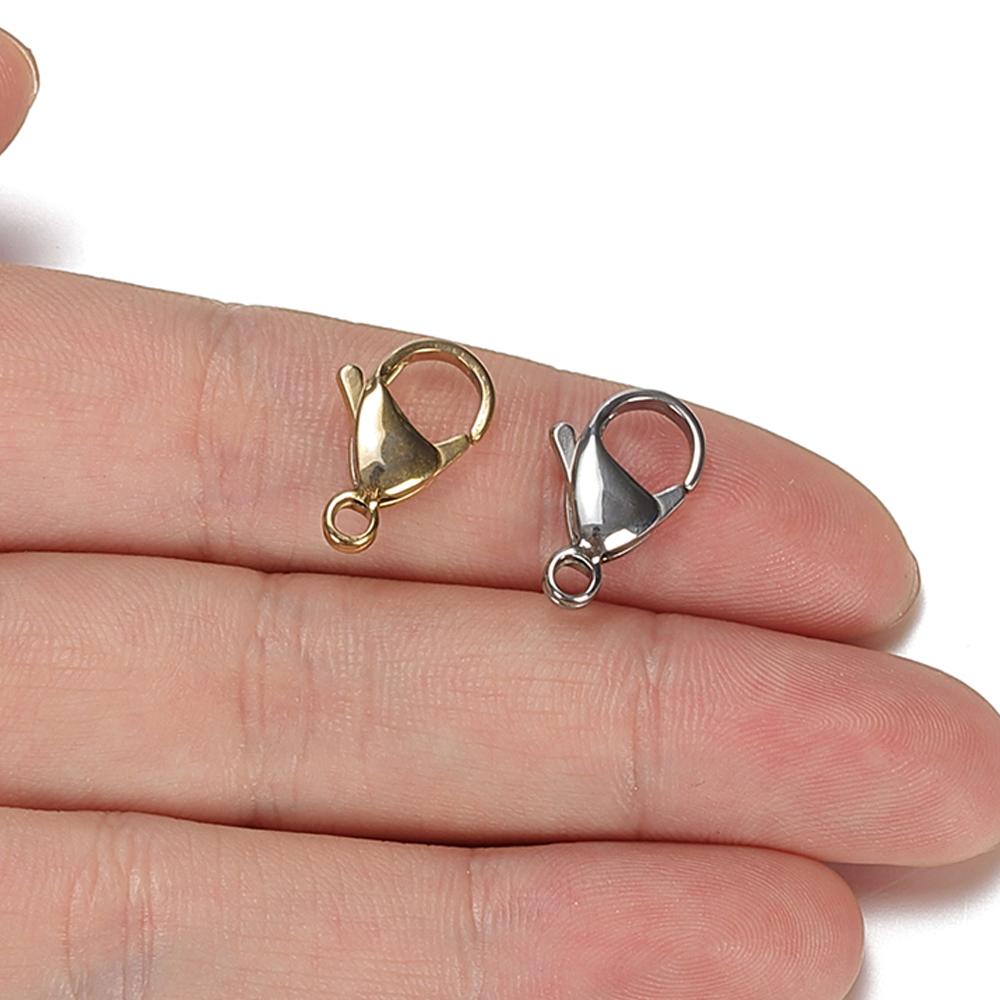 20pcs 9-15mm Stainless Steel Lobster Clasps for Bracelet Necklace Gold Color Chain Claw Connectors DIY Jewelry Making