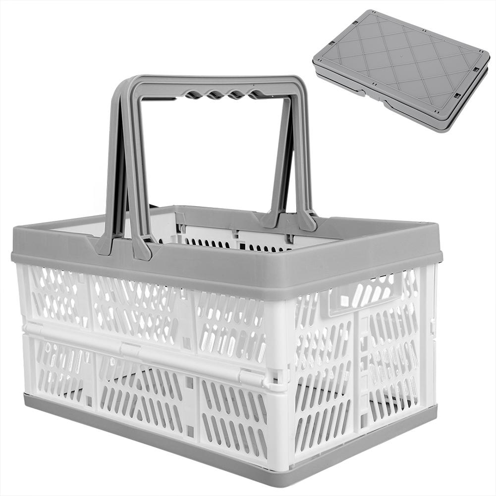 Foldable Clothes Laundry Storage Basket With Handles Organizer for Kitchen BedroomWhite Gray