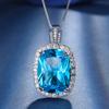 Jewelry Copper Bottom Gold-Plated Simulation Aquamarine Pink Diamond Temperament Light Luxury Pendant Necklace Fat Square Master 15 * 20