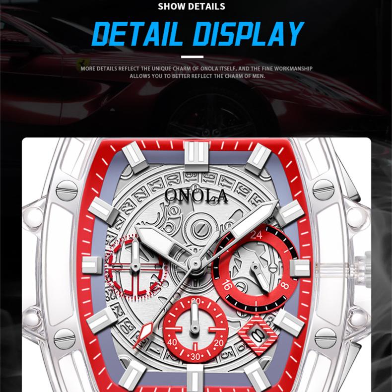 Nuovo orologio da uomo di lusso di marca TOP con scatola ONOLA orologio quadrato orologi al quarzo da uomo