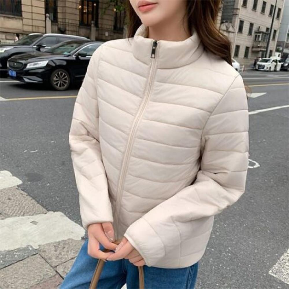 Navava Lightweight Warm Plain High Neck Long Sleeve Padded Jacket Nc475