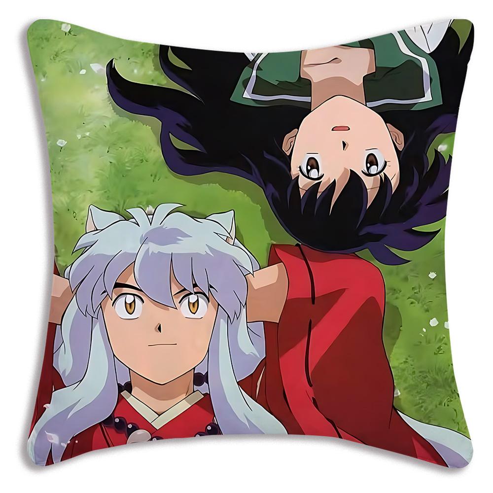 Hot Anime Inuyashas Pillow Covers Cartoon Sofa Decorative Home Double-Sided Printing Short Plush Cute Cushion Cover