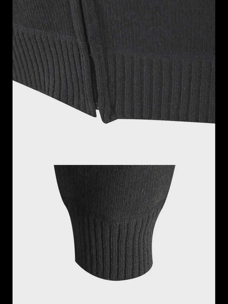 Męski jesienno-zimowy rozpinany sweter kardigan - Gruby splot, kurtka ze stójką, stylowy design