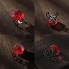 Funny Red Brain Pendant Necklace/Earings/Ring for Halloween Party Unique Heart Neckchain/Ear Drops Stylish Accessory