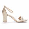 LOSLANDIFEN  Women's Chunk Low Heel Pump Sandals  Glitter PU