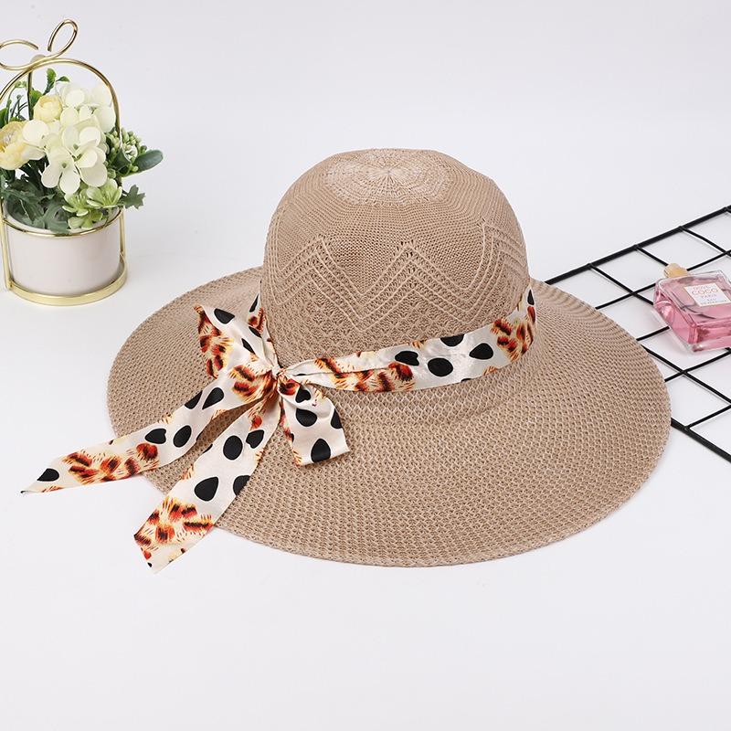 Sweet Summer Big Brim Sunscreen Sunshade Beach Hat Bow Streamer UV Protection Straw Sun Hat