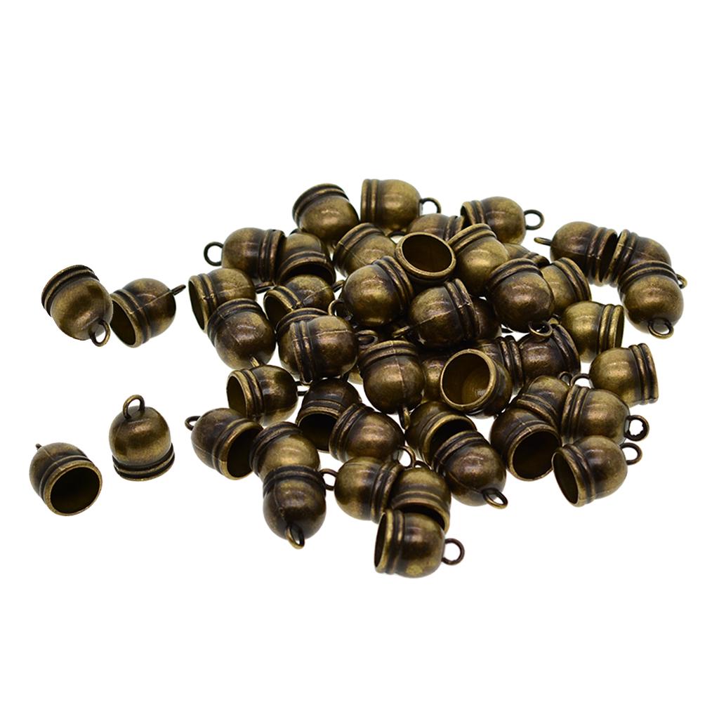 50pcs 10mm Bell End Cap Mesh Kumihimo Cord Tassel DIY Making Black