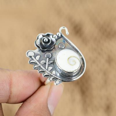 Pierre Gemme Coquille Œil de Shiva Argent Sterling 925 Bague Déclaration Fleur Bohème Promesse