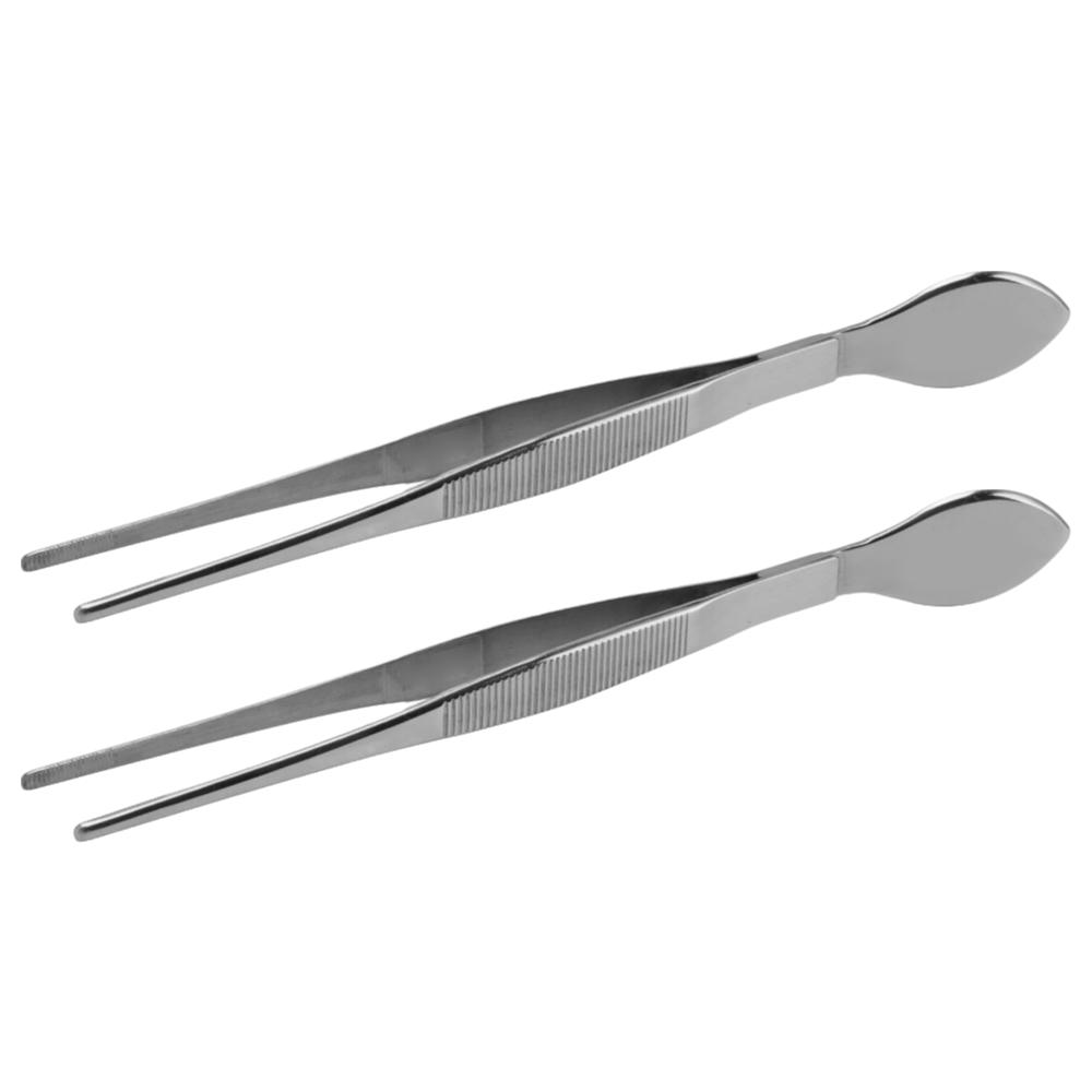 2PCS Straight Tips Bonsai Tweezers Stainless Steel Serrated Tweezers Straight Tweezers Plant Care
