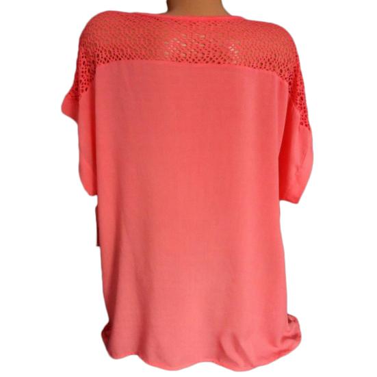Fashion Women Hollow Out Lace Short Sleeve Blouse Top Summer Casual T-Shirt