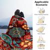 1PC Floral MandalaOutdoor Flannel Blanket - Soft Plush Decor for Picnics, camping, Bedroom, Playroom, Office, or Lunch Break 1268A