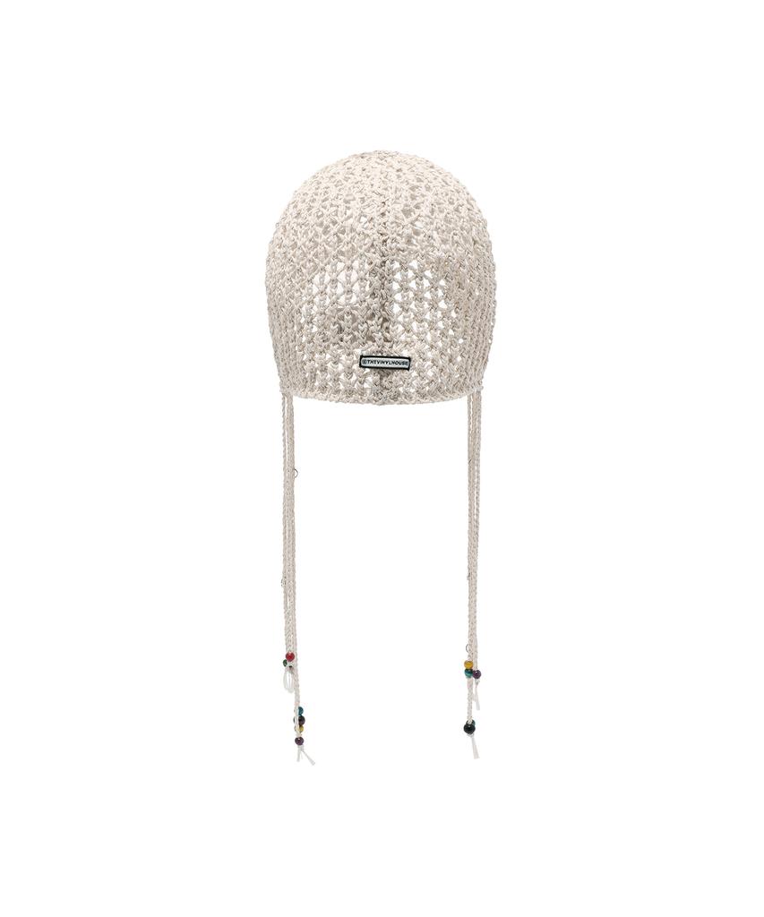 THEVINYLHOUSE Beaded Crochet Beanie (W) Ivory