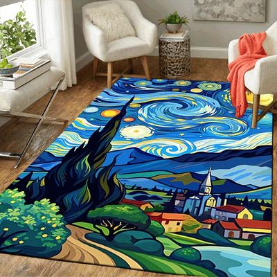 1pc Wonderful Starry Sky Pattern Area Rug, Anti Slip Non Shedding Stain Resistant Carpet
