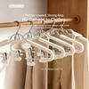 Adjustable 2 In 1 Cloth Hangers with Clips Heavy Duty Non-Slip Jeans Skirt Hangers for Home Wardrobe Storage