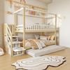 Bunk Bed 90 X 200 Cm, Double Bed for Children with Pull-out Bed 90 X 190 Cm, White and Wood (without Mattress)