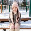 Soft Skin Friendly Winter Set 1 Hat Scarf Gloves for Kids, Fleece Lined Striped Knit with Children Elastic Ribbed Pom Pom, Cozy Toddlers Boys
