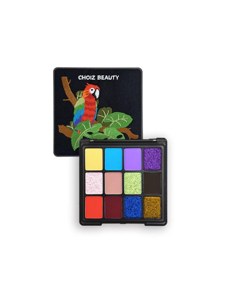 CHOIZ BEAUTY 12-Color Sparkle Eyeshadow Palette Glitter & Shimmer Makeup Kit, Highly Pigmented Colorful Eye Shadow Palette