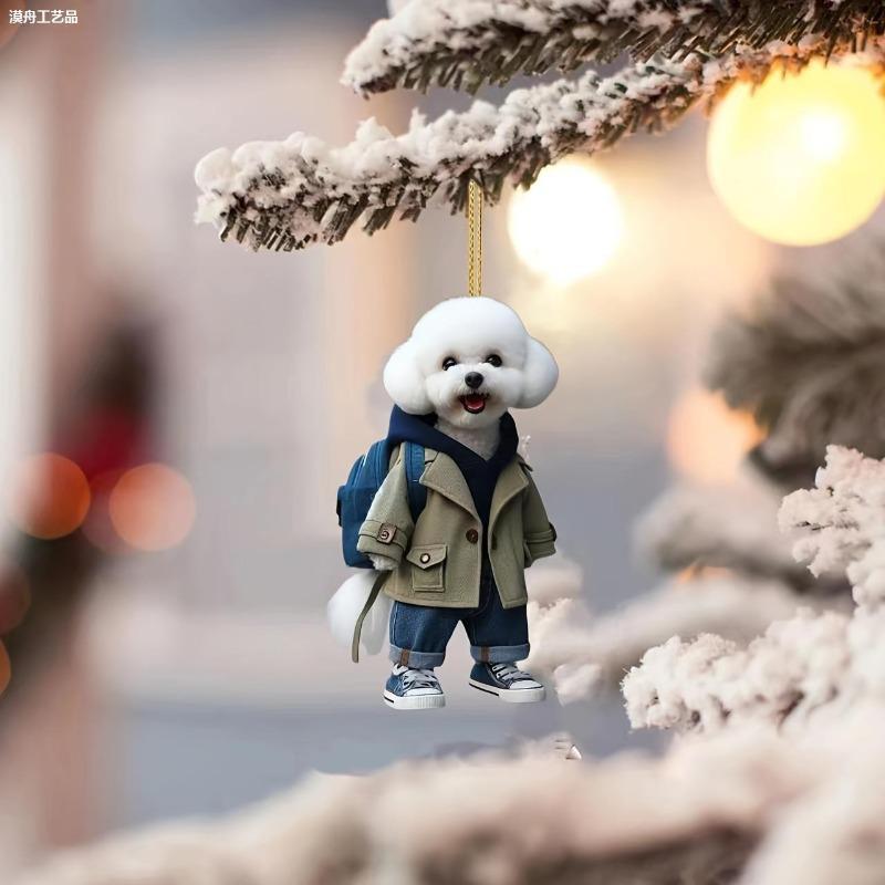 New Cute Personality Puppy Backpack Pendant Fashion Acrylic Flat Car Pendant Keychain Pendant