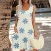 Women's Summer Floral High Waist Bohemian Dress Casual Hawaiian Flowing V Neck Holiday Dress
