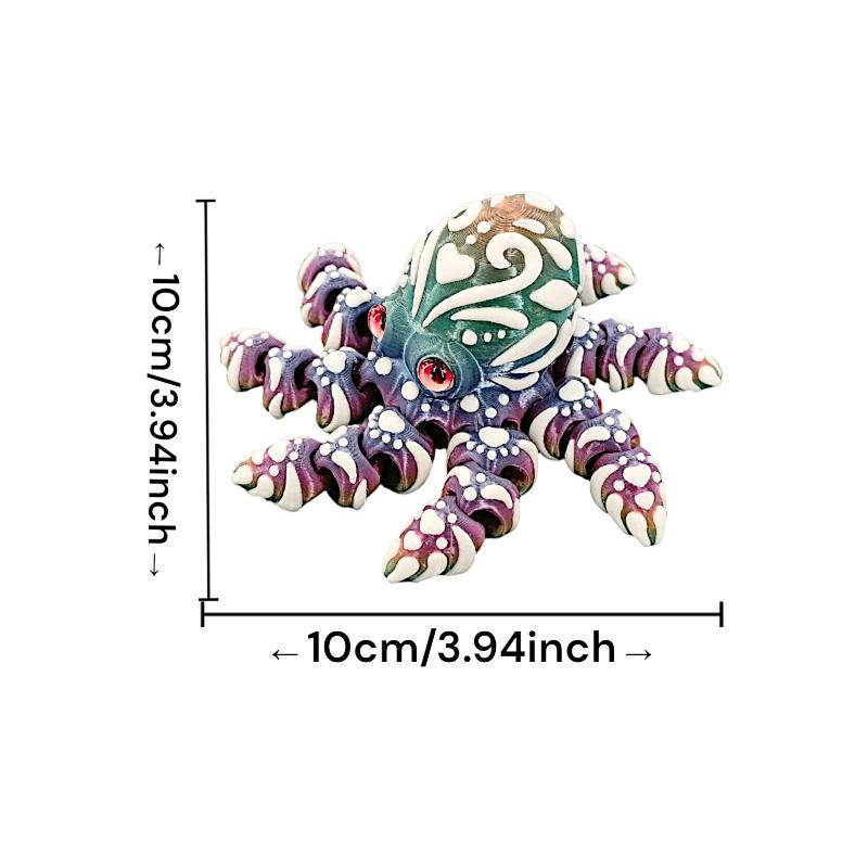 3D Printed Octopus Figurine Flexible Articulated Tentacles Cute Entrance Cabinet Ornament for Modern Home Aesthetic Decor