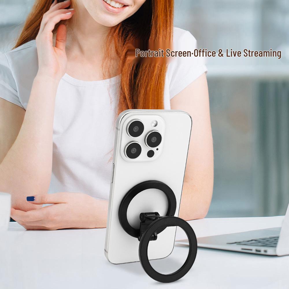 Cross-Border Double-Sided Magnetic Phone Stand: Folding, Rotating, Essential for Desktops.