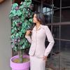 2025 Elegant Summer Cardigan & Hip Wrap Skirt with Turn-Down Collar - New European & American Style Women's Dress