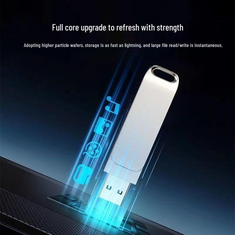 256GB Dual Interface USB Flash Drive with Type-C and 128GB Storage for Phone, Computer, Office, and Car with Fill Light