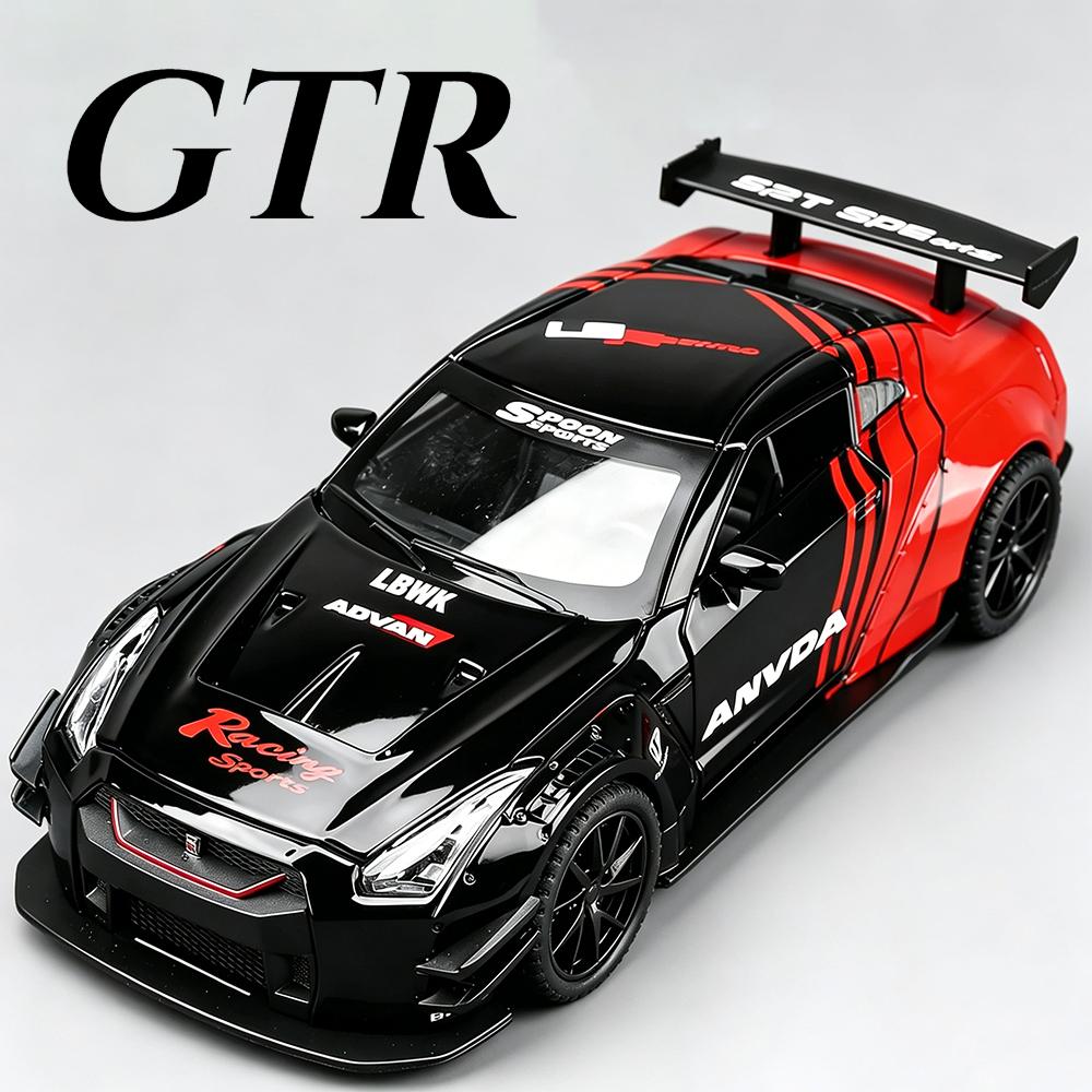Scale 1:32 Gtr Racing Car Model Toy Alloy Diecast Miniature Vehicle Toys Doors Opened Cars Models Home Decor Decoration