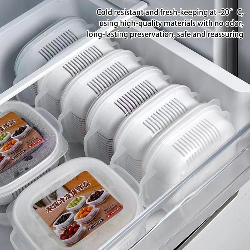 1pcs Microwavable Rices Freshing Box with Transparent Lid Reusable Organiser Large Capacity Fruit Box Kitchen Accessories