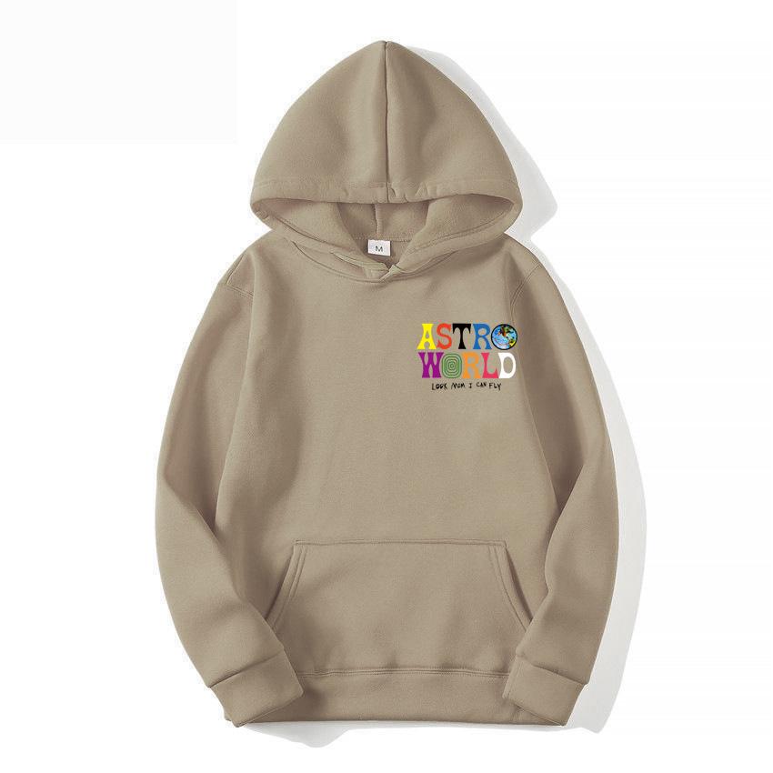 2023 Men's Astro Autumn Solid Color Fleece Hoodie with Trendy Letter Print