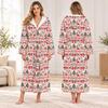 Unisex Long Christmas Print Flannel Bathrobe, Absorbent Quick-Dry Sleep Robe for Men and Women