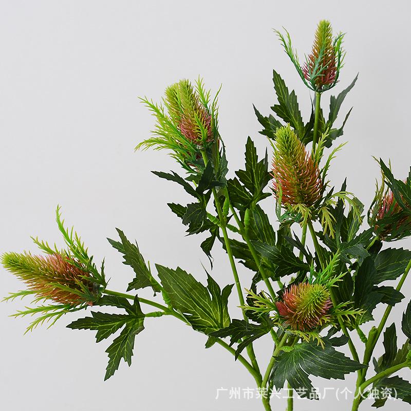 Eryngium 3-Head Artificial Flower for Wedding Decor and Home Arrangements