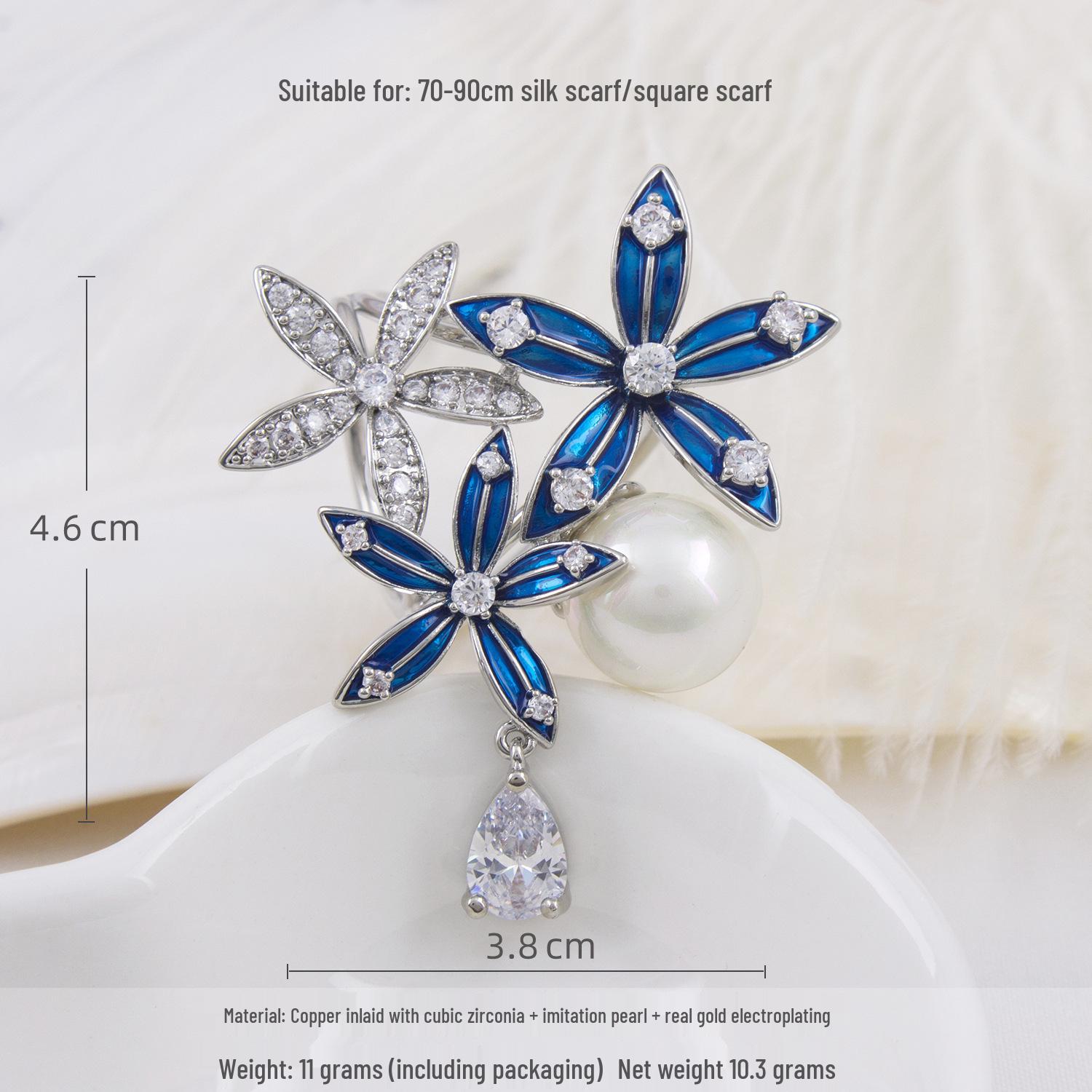 Daisy Zircon-Studded Three-Ring Silk Scarf Buckle - Elegant Women s Autumn Accessory