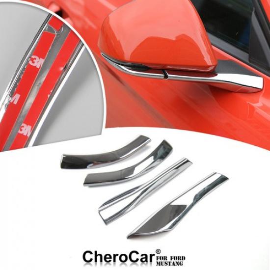 Chrome Rearview Mirror Pedestal Base Decor Cover Trim For Ford Mustang 2015-2017
